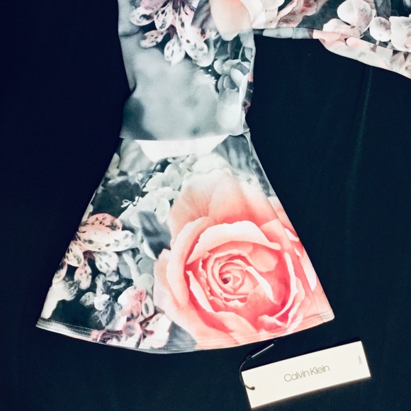 Calvin Klein Size 2 Floral-Print Bell-Sleeve Dress - Picture 6 of 8